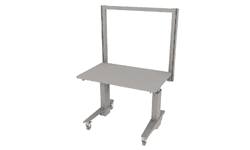 electric height adjustable Symbiote ErgoStat on casters with laminate surface and riser frame