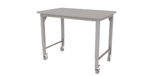 manual height adjustable Symbiote 4-Legged table on casters with laminate surface