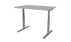 electric height adjustable Symbiote Symple table on glides with laminate surface