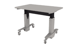 electric height adjustable Symbiote WorkTable on casters with laminate surface