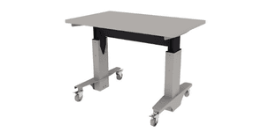 electric height adjustable Symbiote WorkTable on casters with laminate surface